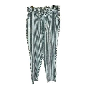 2/$30 Anti Blue by Bluespice Size Medium Linen Trousers Striped Railroad Boho